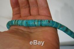 Vintage Navajo Turquoise Heishi Perle Collier En Argent Sterling