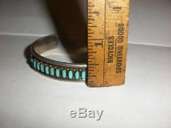 Vintage Navajo Vieux Pion Turquoise Bracelet En Argent Sterling Petit Point