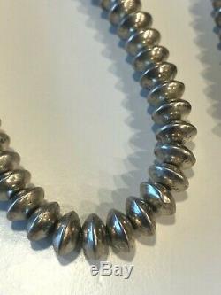 Vintage Perles Amérindien En Argent Sterling Navajo Banc Collier De Perle