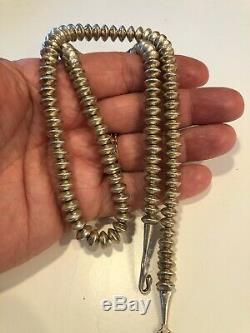 Vintage Perles Amérindien En Argent Sterling Navajo Banc Collier De Perle