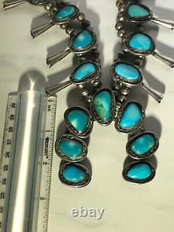 Vintage Streling Silver Large Squash Blossom Collier Turquoise 14946/ecc/osf