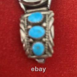 Vintage Zuni En Argent Sterling Bracelet De Montre Conseils Turquoise Et R Signé