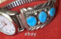 Vintage Zuni En Argent Sterling Bracelet De Montre Conseils Turquoise Et R Signé