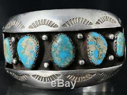 Vtg Old Pawn Navajo En Argent Sterling Cluster Spiderweb Turquoise Bracelet 99