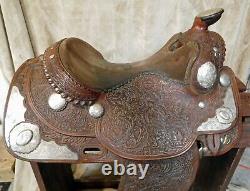 Western Show Saddle Vintage Broken Horn Avec Sterling Silver New Lower Price