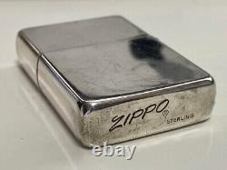 ZIPPO Briquet à essence vintage en argent sterling des années 1970-1980